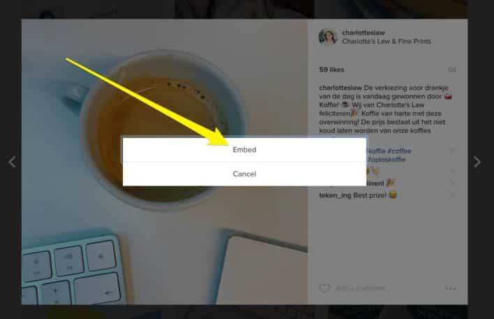 Instagram embed embedknop